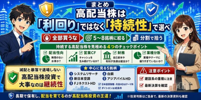 まとめ&mdash;&mdash;中小型高配当株は「利回り」ではなく「持続性」で選べ