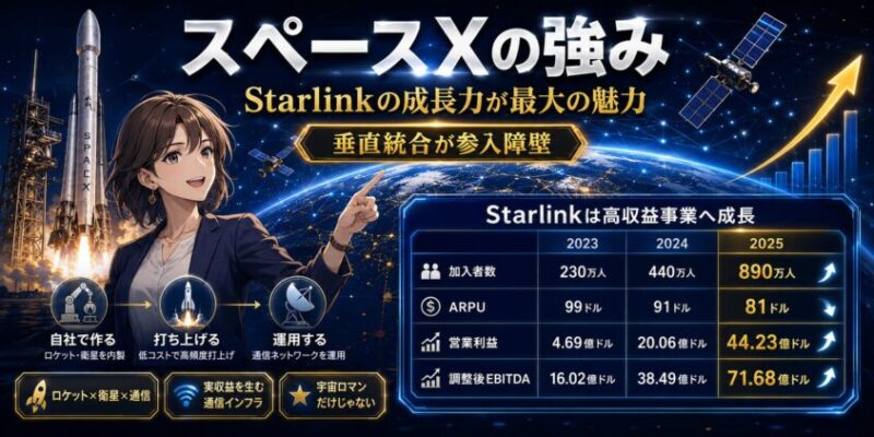 スペースXの強み|Starlinkの成長力が最大の魅力