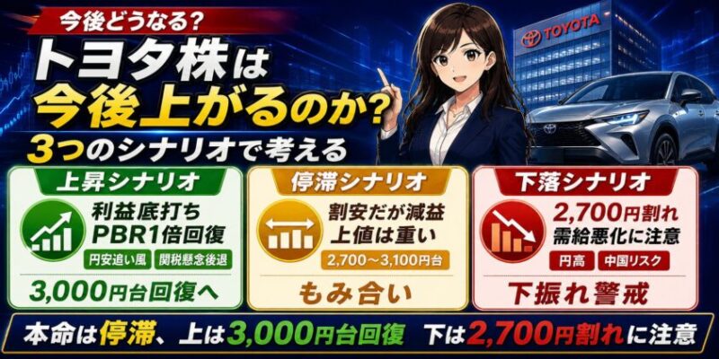 トヨタ株は今後上がるのか?3つのシナリオで考える