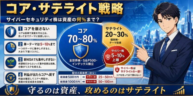 コア・サテライト戦略 — サイバーセキュリティ株は資産の何%まで許されるか