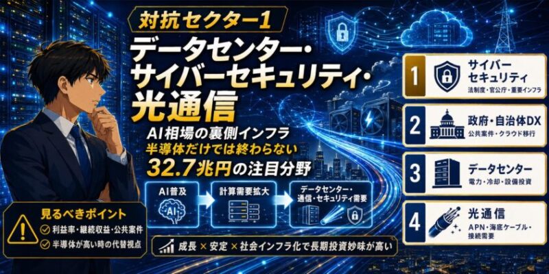 対抗セクター1|データセンター・サイバーセキュリティ・光通信