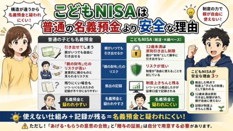 【結論の肝】こどもNISAは"普通の名義預金"より安全な理由