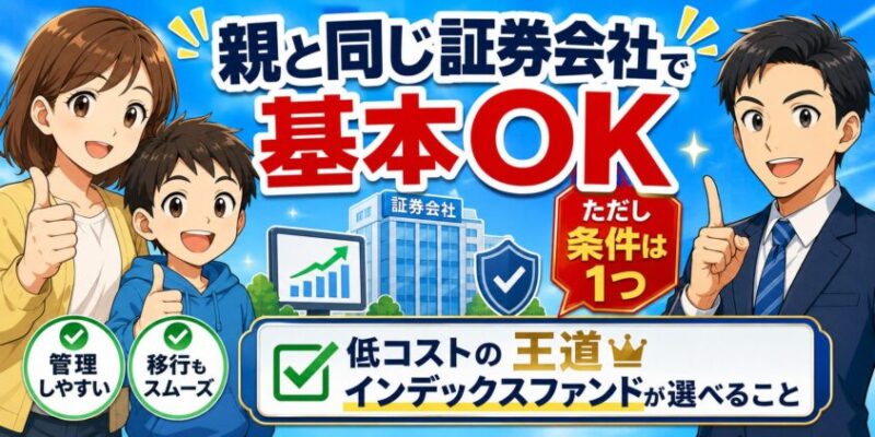 結論|こどもNISAは「親と同じ証券会社」で基本OK。ただし条件が1つある