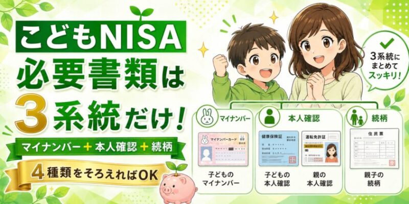 結論：こどもNISAの必要書類は「マイナンバー＋本人確認＋続柄」の3系統だけ