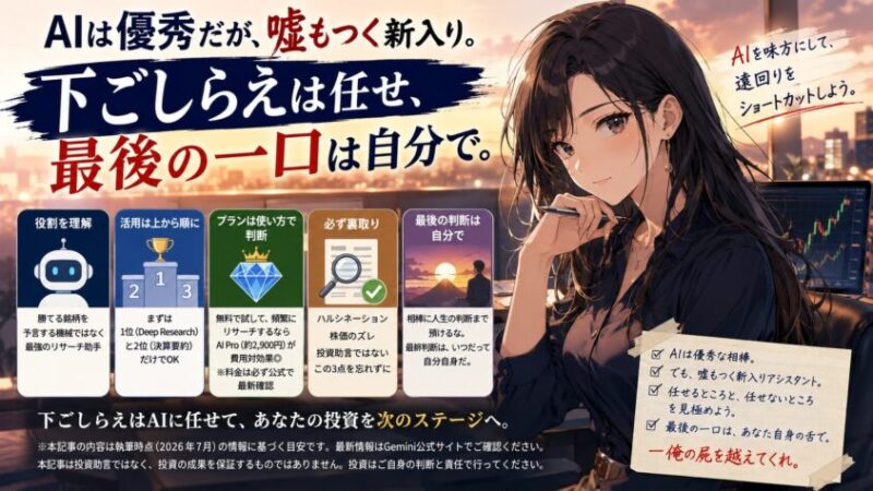 まとめ:AIは"優秀だが嘘もつく新入り"。下ごしらえは任せ、最後の一口は自分で
