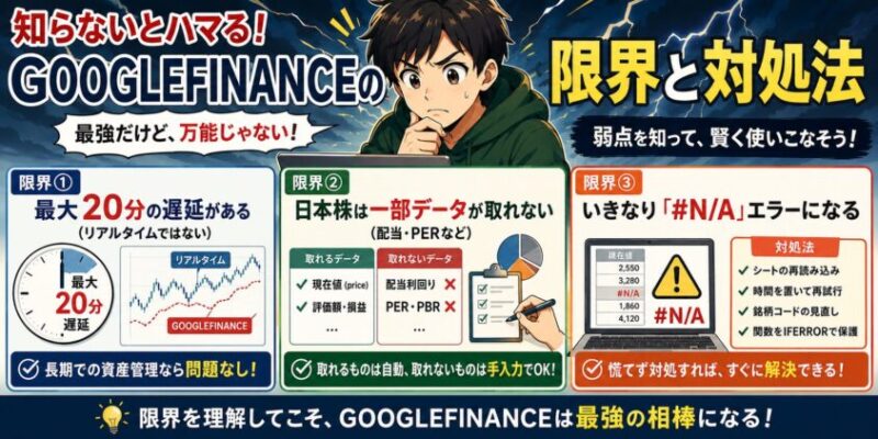 知らないとハマる|GOOGLEFINANCEの限界と対処法