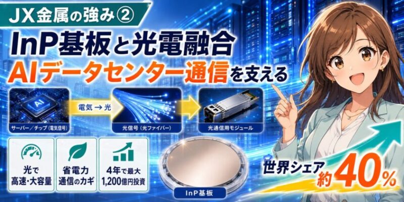 JX金属の強み②:InP基板と光電融合。AIデータセンターの通信を支える