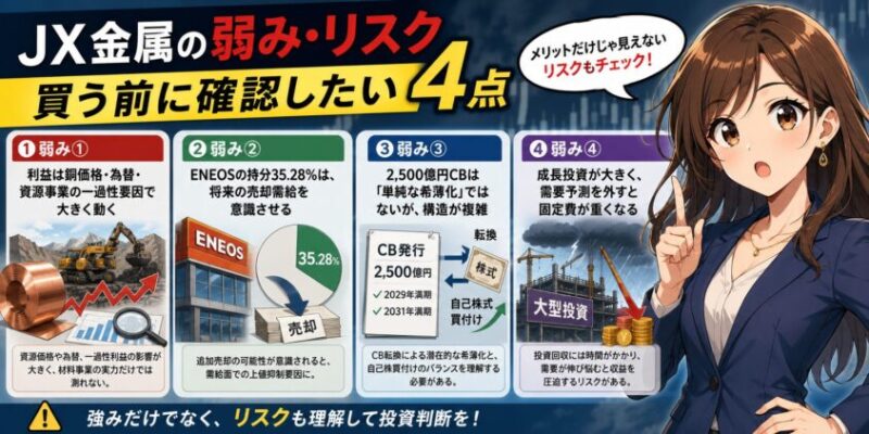 JX金属の弱み・リスク。買う前に確認したい4点