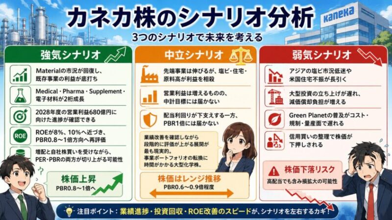 カネカ株のシナリオ分析