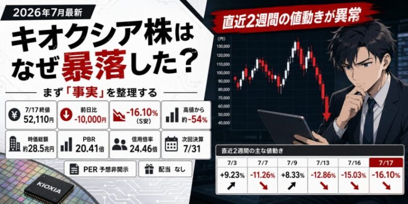 【2026年7月最新】キオクシア株はなぜ暴落した？まず「事実」を整理する