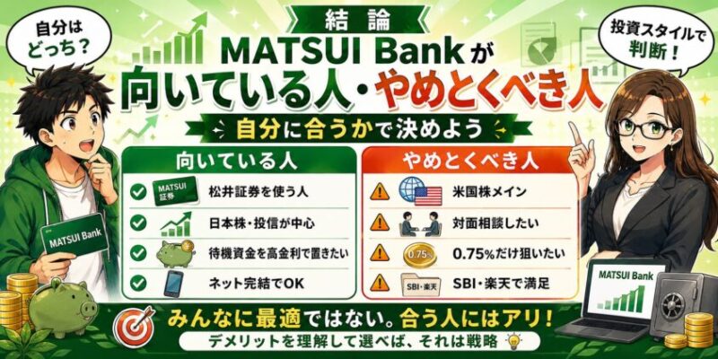 結論：MATSUI Bankが「向いている人」と「やめとくべき人」