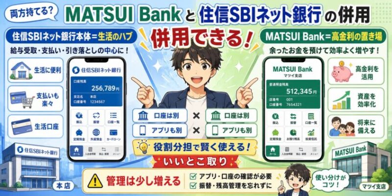 両方持てる？MATSUI Bankと住信SBIネット銀行の併用のリアル