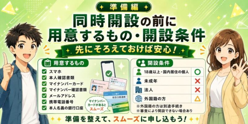 【準備編】同時開設の前に用意するもの・開設条件