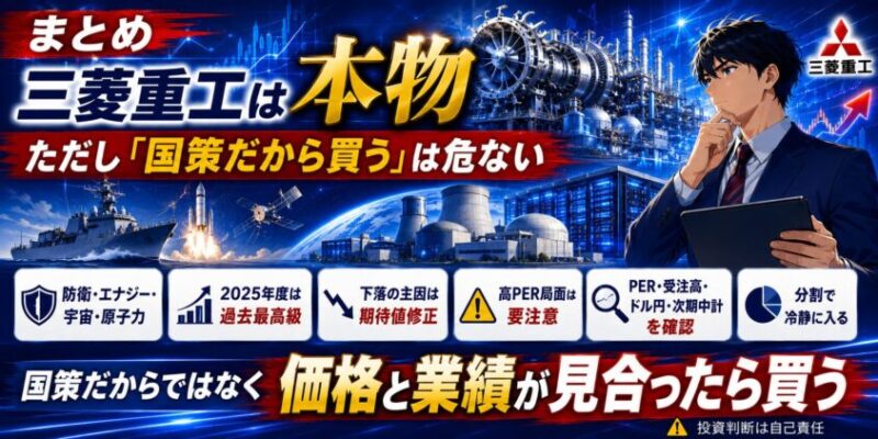 まとめ:三菱重工は本物。ただし「国策だから買う」は危ない