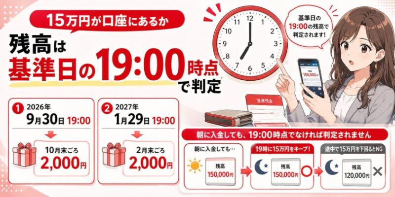 【結論】残高は「基準日の19:00時点」で判定される