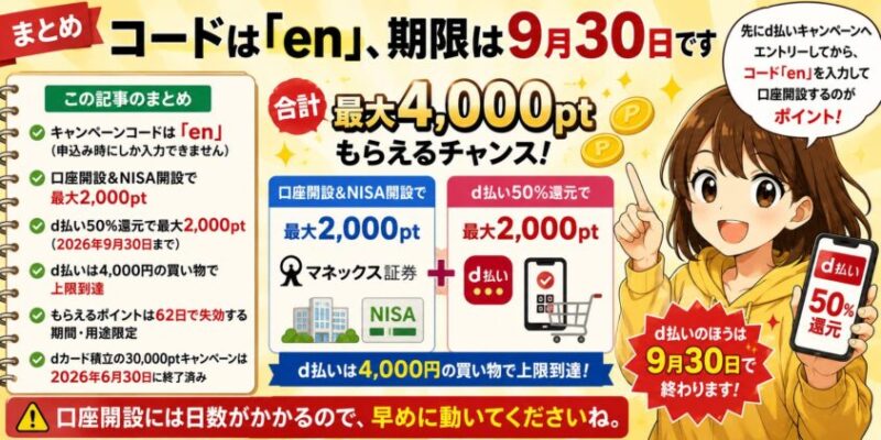まとめコードは「en」、期限は9月30日です