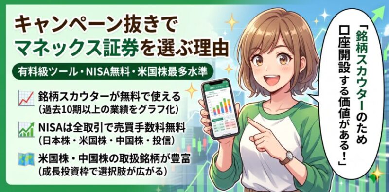 キャンペーン抜きでマネックス証券を選ぶ理由