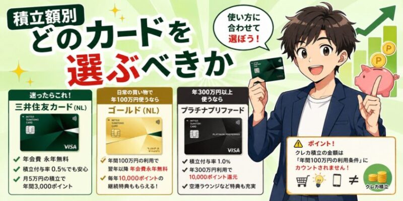 積立額別｜どの三井住友カードを選ぶべきか