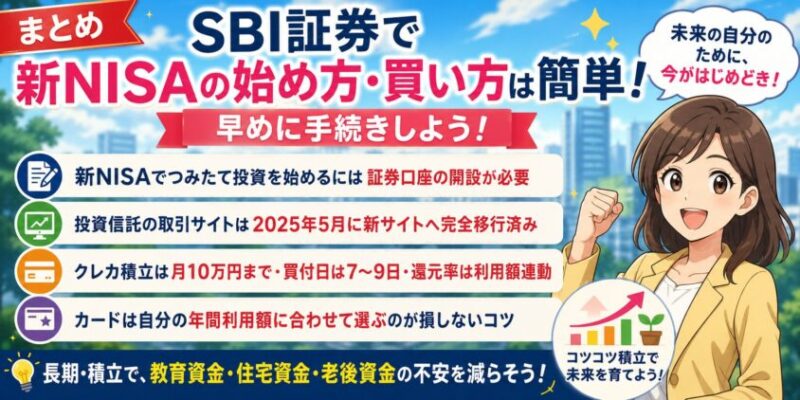 まとめ|SBI証券で新NISAの始め方・買い方は簡単!早めに手続きしよう