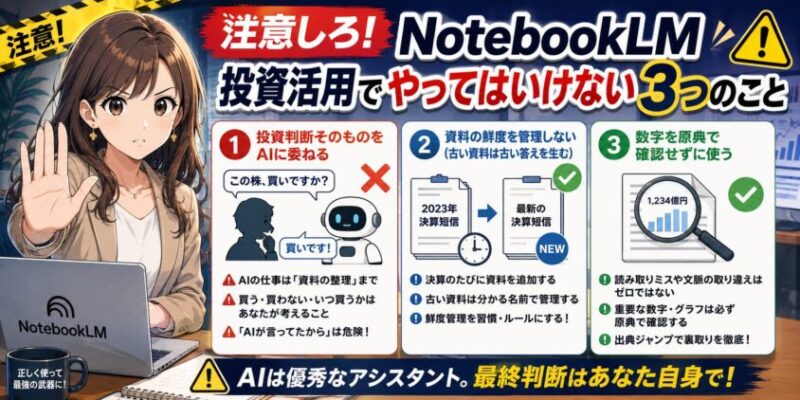 注意しろ｜NotebookLM投資活用でやってはいけない3つのこと