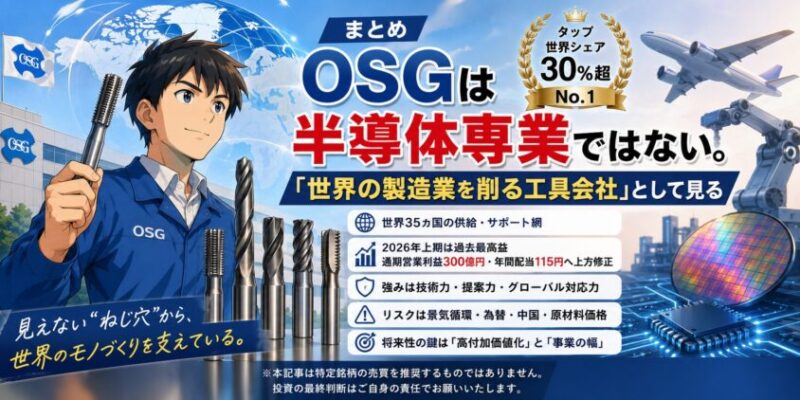 まとめ:OSGは半導体専業ではない。「世界の製造業を削る工具会社」として見る