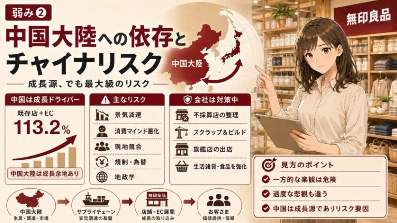 良品計画の弱み②：中国大陸への依存とチャイナリスク