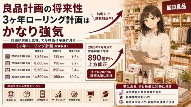 良品計画の将来性：3ヶ年ローリング計画はかなり強気