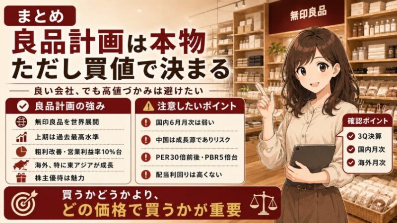 まとめ：良品計画は本物。ただし買値で決まる
