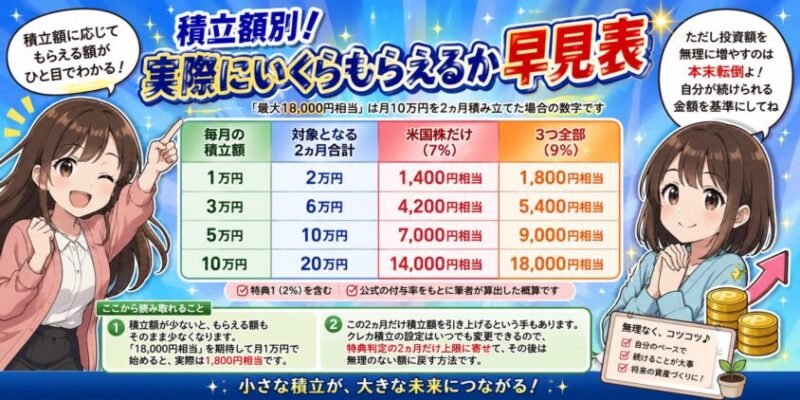 積立額別｜実際にいくらもらえるかの早見表