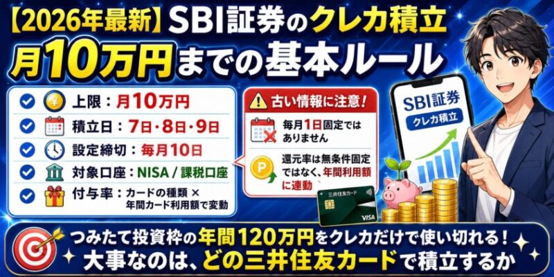 【2026年最新】SBI証券のクレカ積立は月10万円までの基本ルール