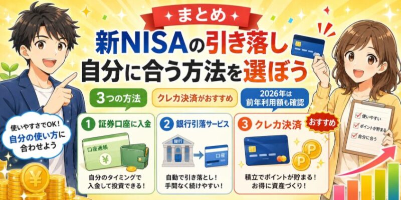 まとめ 新NISAは自分が使いやすい引き落し先を利用しよう