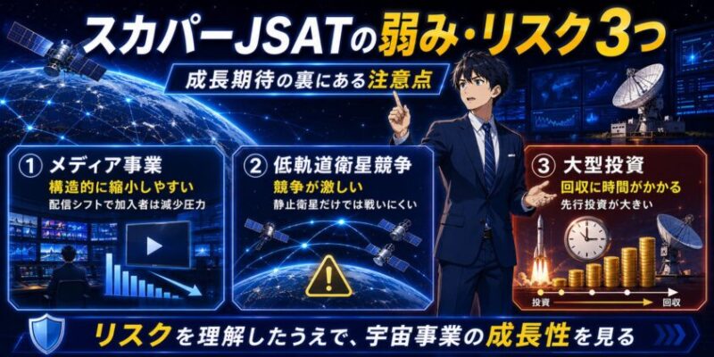スカパーJSATの弱み・リスク3つ