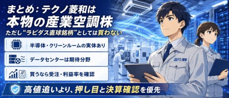 まとめ:テクノ菱和は本物の産業空調株。ただし“ラピダス直球銘柄”としては買わない