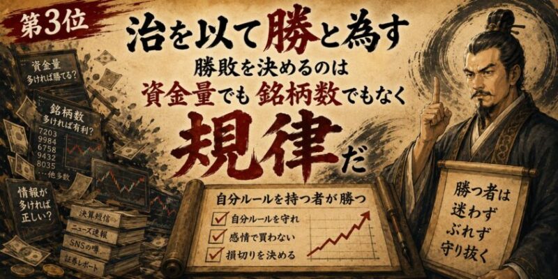 第3位「治を以て勝と為す」――勝敗を決めるのは資金量でも銘柄数でもなく“規律”だ