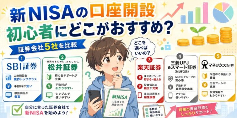新NISAの口座開設は初心者にどこがおすすめ？証券会社5社を比較