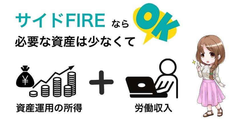 サイドFIRE達成なら必要な資産は少なくてすむ