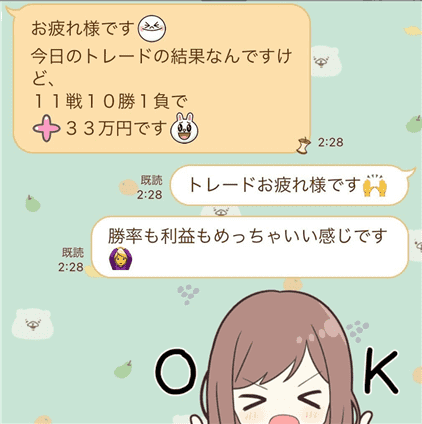 バイナリーの成果が出ているようなLINEのやり取り