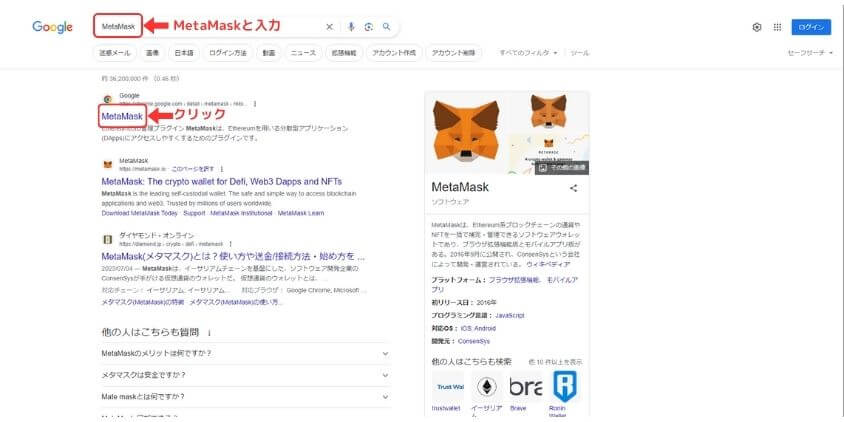 Googlechrome　MetaMask