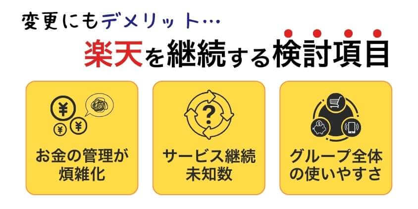 変更にもデメリットあり！楽天を継続するか検討項目