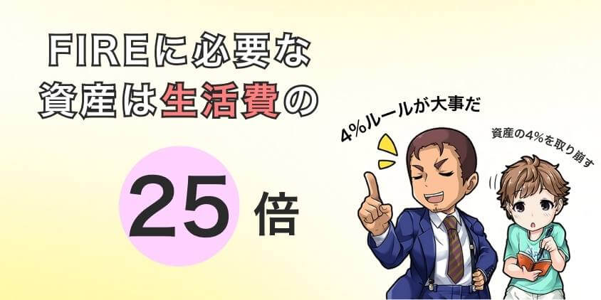 FIREは生活費の25倍の資産が必要