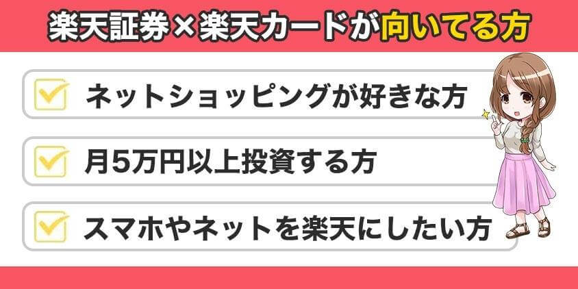 楽天証券と楽天カードが向いている方