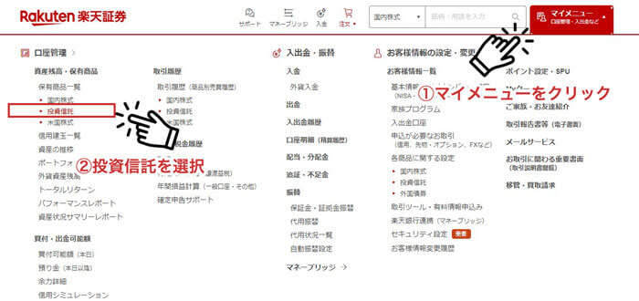 楽天証券の投資信託売却方法