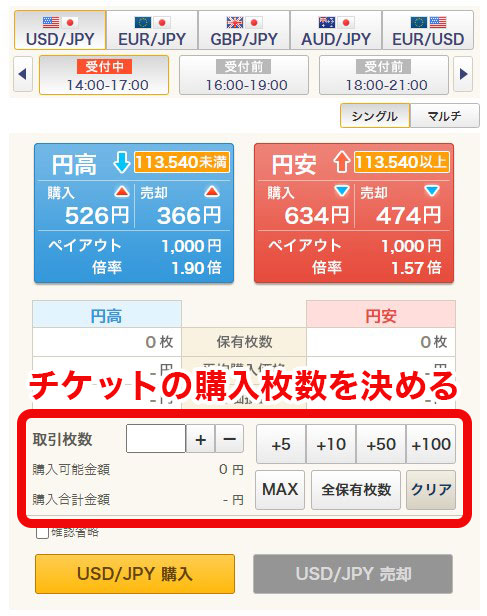 取引枚数を決めて購入する